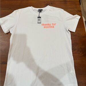 Diesel White Tee with Orange Text